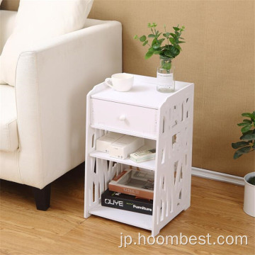 小さなサイドテーブル白い本棚ベッドサイドナイトスタンドテーブル